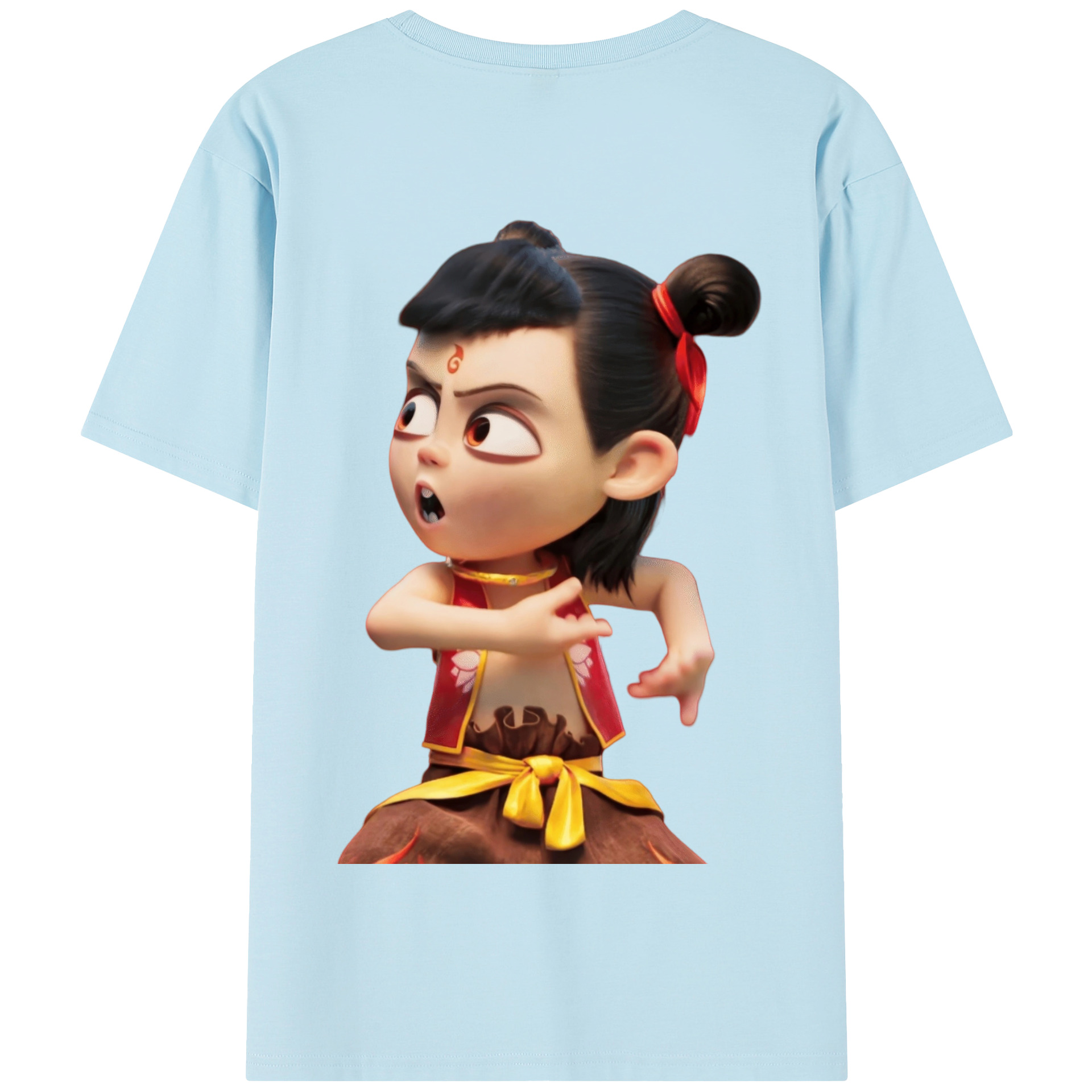 （画像用） Ne Zha 2 ナタ 魔童の大暴れ 綿100％半袖Tシャツ（背面プリント）